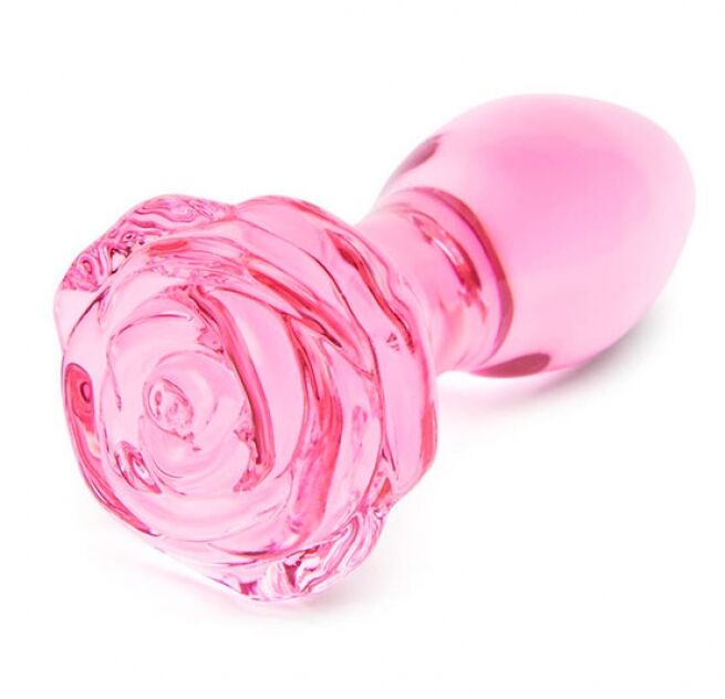 Full Bloom Large Rose Glass Butt Plug