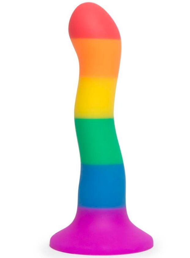 Rainbow Silicone Curved Suction Cup Dildo